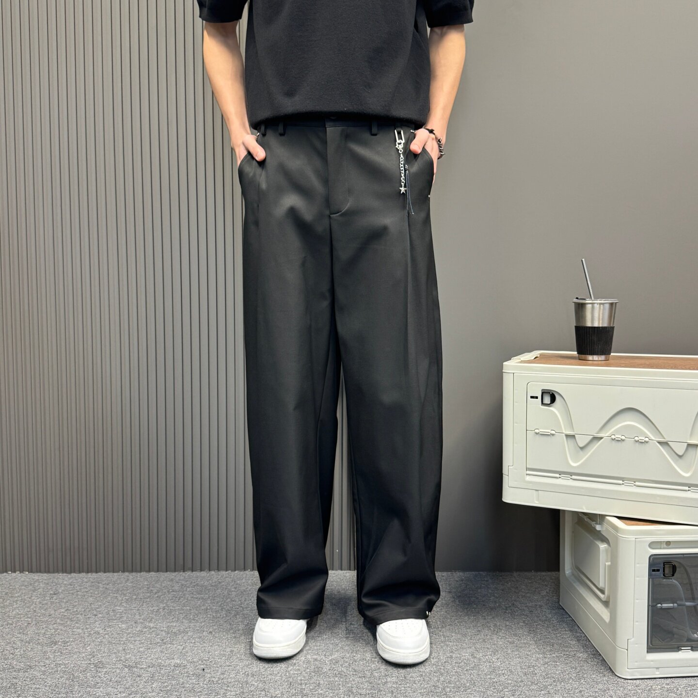 2026春夏百搭裤子男士休闲裤宽松潮牌高级感阔腿裤设计感直筒长裤