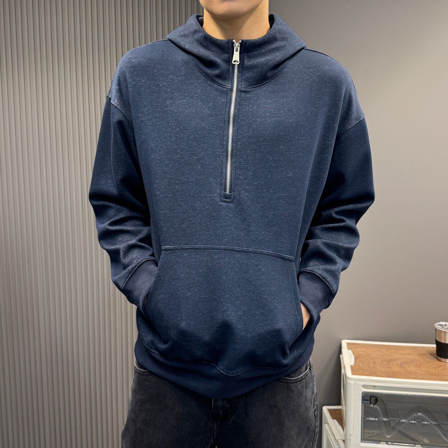 秋季款连帽半拉链卫衣青少年情侣户外街头宽松百搭休闲上衣外套潮
