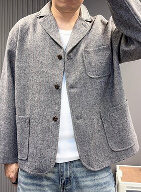 秋冬老钱风绵羊毛男西装