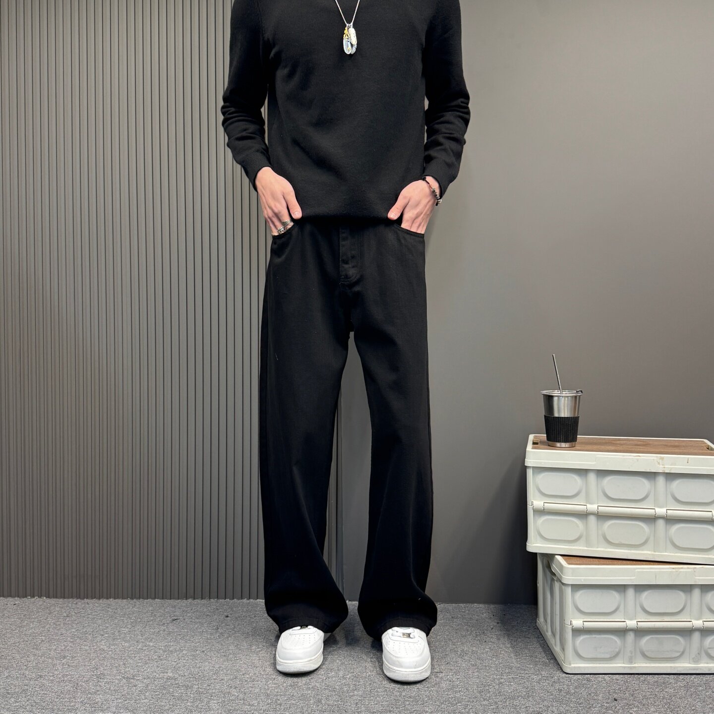 2026年春季个性潮流款设计感美式潮流彩色标牛仔裤宽松长裤休闲风