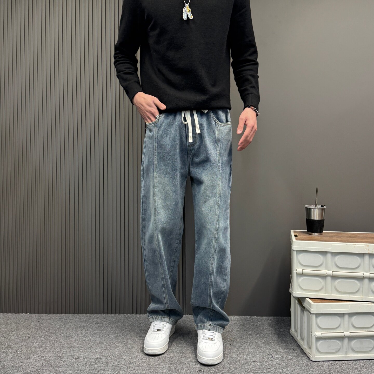 2026美式牛仔裤男春季新款宽松直筒休闲长裤美式复古阔腿裤子男款