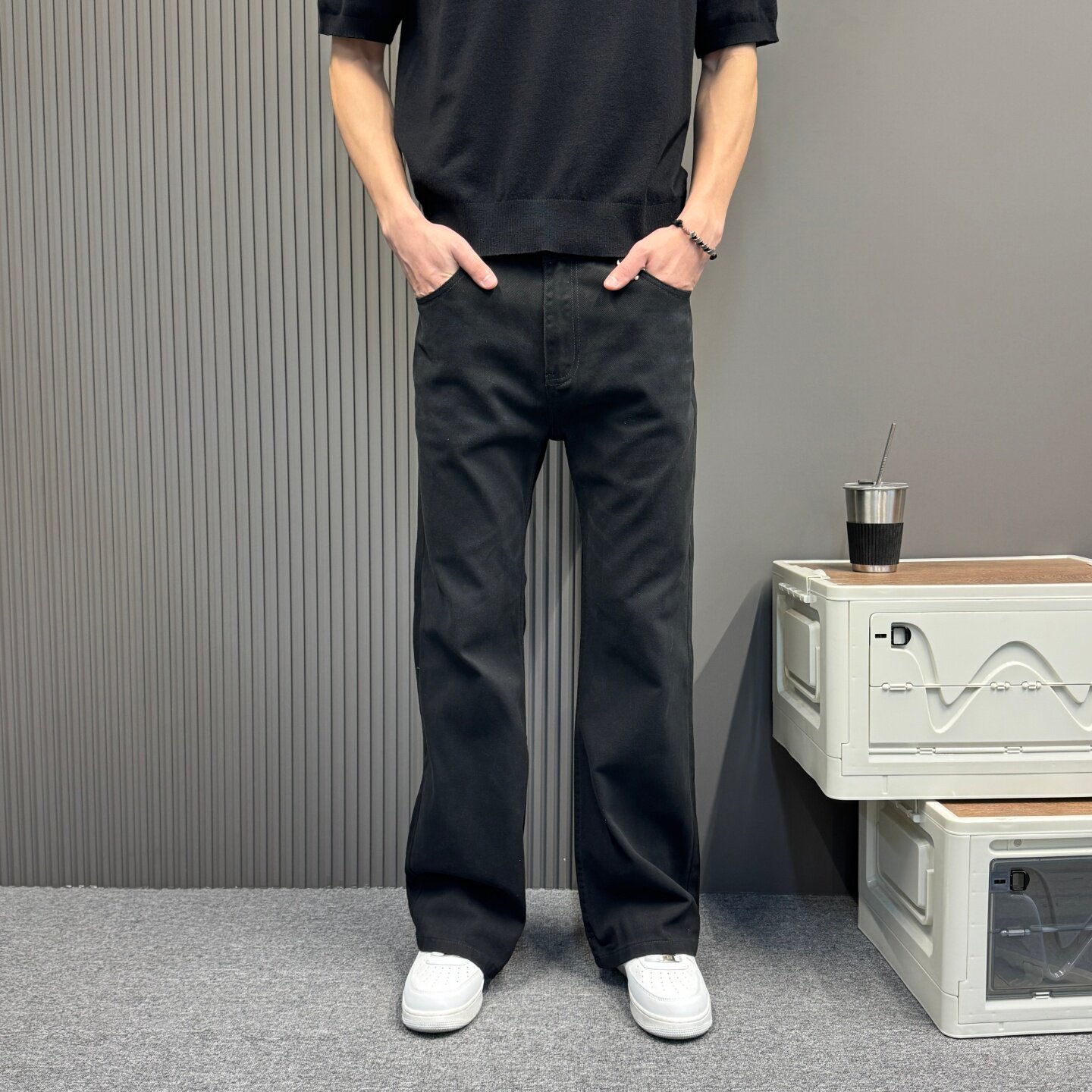 美式复古黑色牛仔裤男款长裤直筒百搭宽松休闲裤做旧水洗阔腿裤子