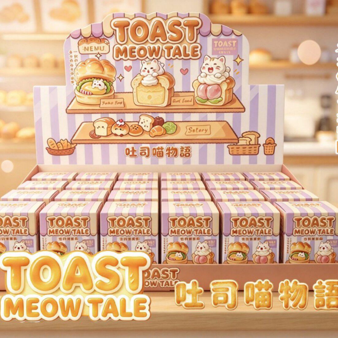 吐司喵物语盲盒可爱猫咪面包潮玩手办迷你摆件治愈萌粒公仔桌面