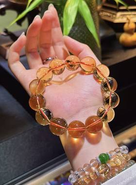 天然暴力黄水晶手链大颗粒17mm招财民族风时尚黄色巴西黄水晶手串