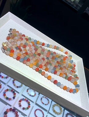 韦雪同款兔毛项链天然冰透兔毛多宝水晶项链10mm大颗粒水晶项链