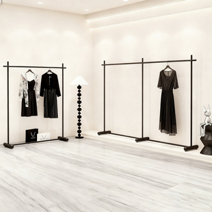 店货架 亚光黑色挂衣架简约现代中岛陈列架女装 服装 店展示架落地式