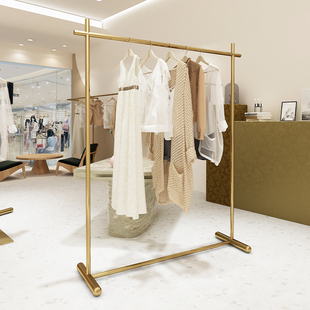 中岛架简约挂衣架 店货架陈列架落地式 女装 店展示架不锈钢金钛服装
