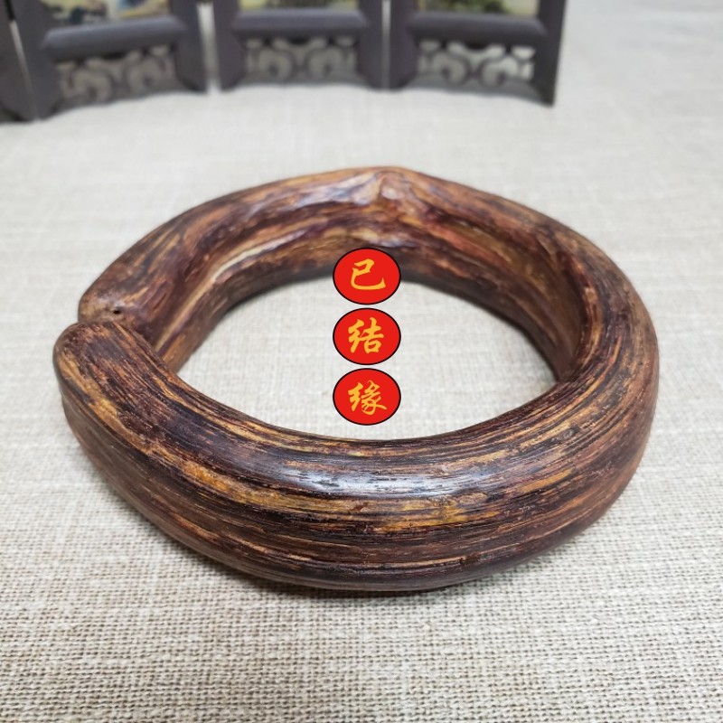 海南降真香精品手镯带黄药膜男款大叶加工高油脂原料古法手工打造