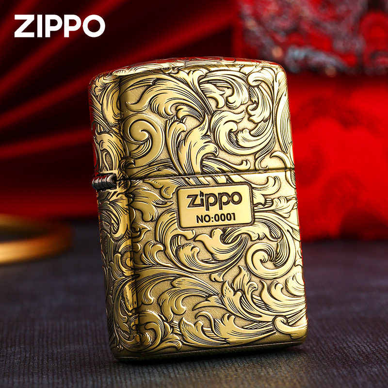zippo正版打火机唐草盔甲纯银深雕送礼珍藏限量版编号防风火机男_虎窝淘