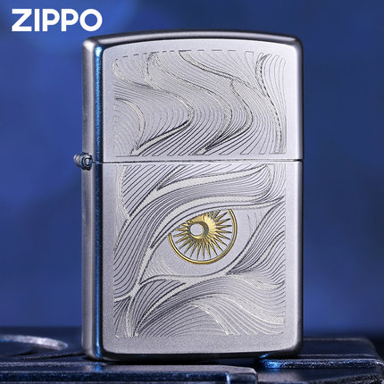 zippo官方旗舰正品打火机 秋水含睛缎砂镀铬雕刻芝宝正版防风煤油