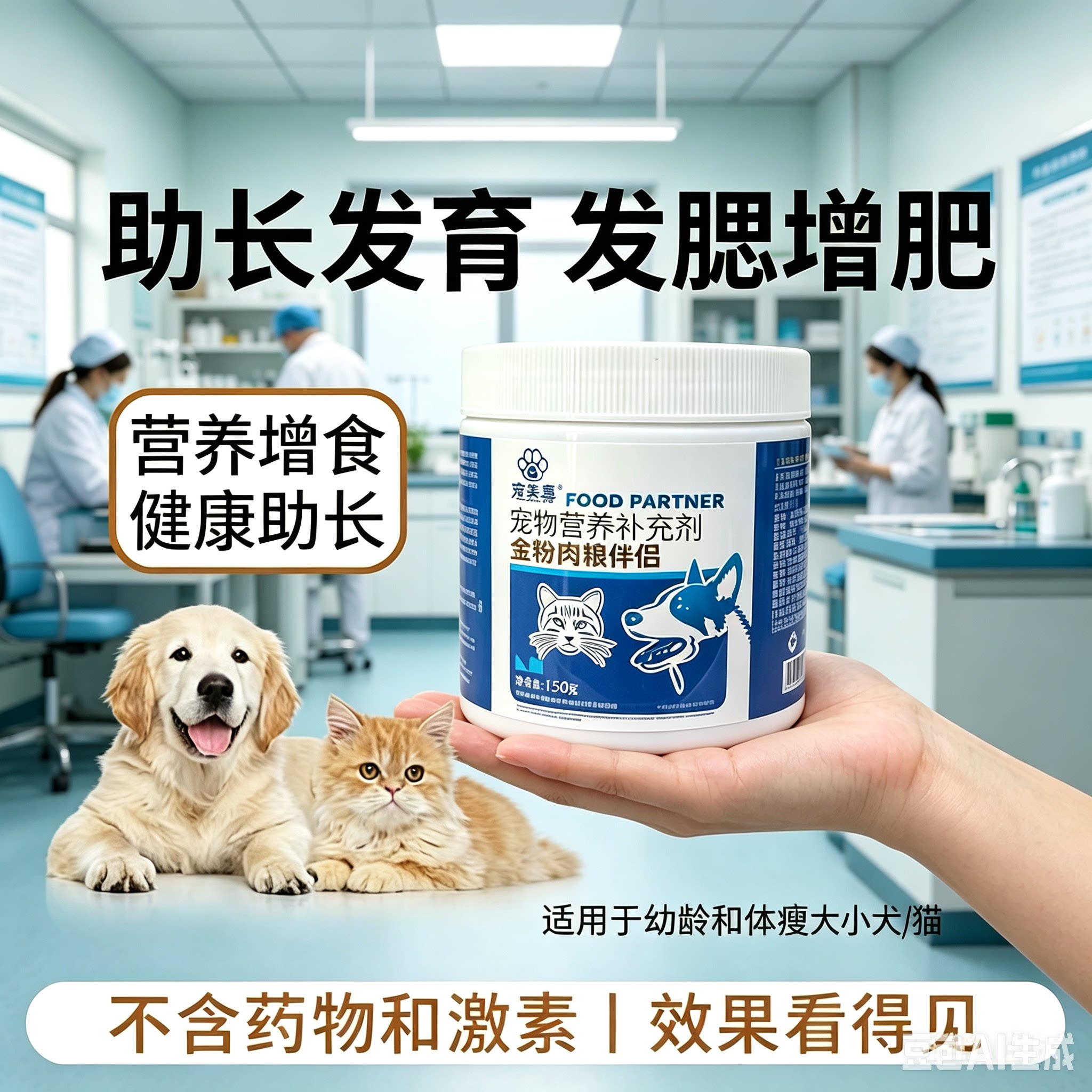 狗狗猫咪增肥增胖快速长肉发腮幼犬小狗猫咪泰迪比熊宠物营养品