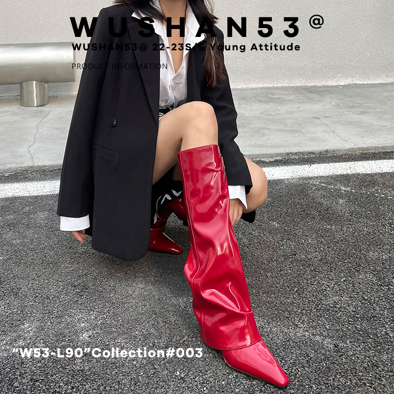 1cothen时尚坡跟裤管靴博主款