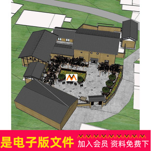 X252西南地区农村旧房改造古村落古民居民宿客栈农家乐酒店SU模型