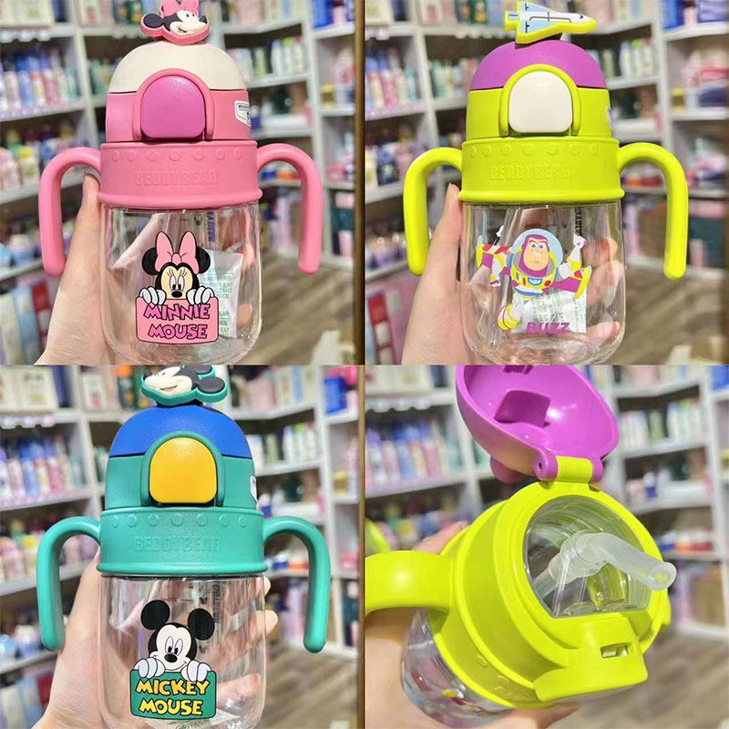 杯具熊吸管杯子便携有手柄两用背带学饮杯可爱宝宝夏季直吸幼儿园