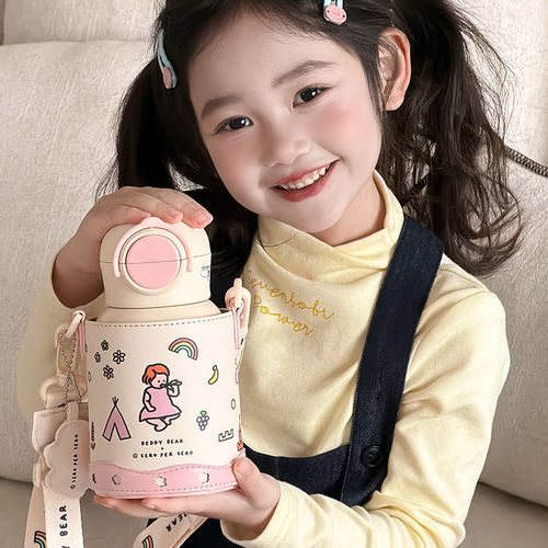 杯具熊ZPZ联名妙趣儿童保温杯双饮吸管婴幼儿园可爱宝宝小水杯壶