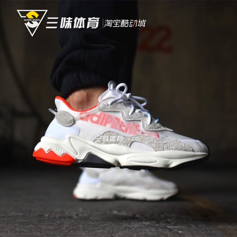 adidas绒面革字母运动跑鞋