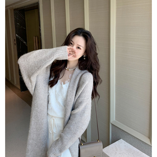 特价 本希benxe 慵懒风羊毛针织中长款大开衫 休闲毛衣气质外套