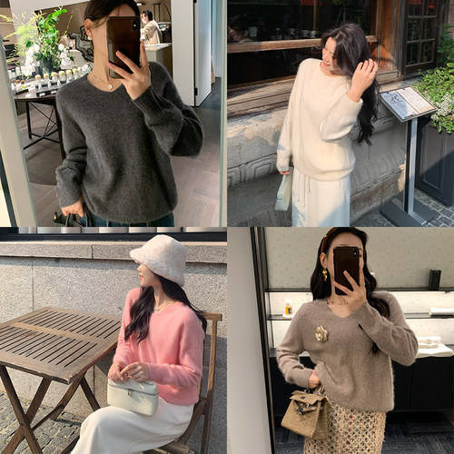 羊毛拉毛针织衫本希benxe/