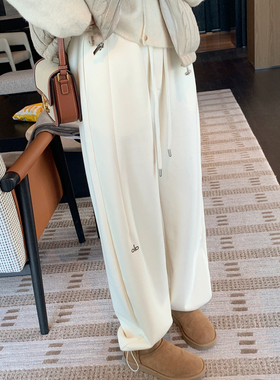 11.08本希benxe/理想裤型 裤口可2种穿法 字母刺绣松紧腰休闲裤