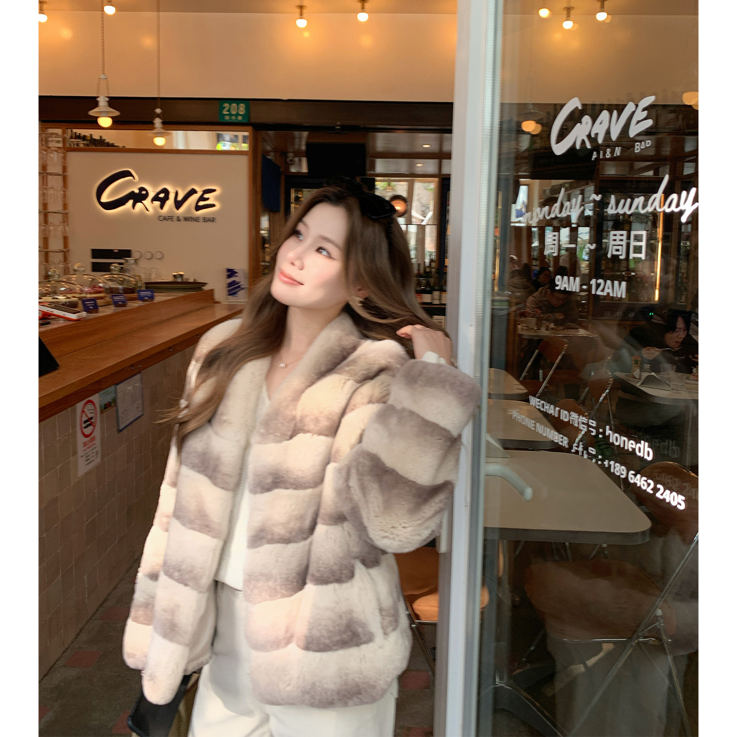 12.17上新 本希/千金龙猫 獭兔龙猫色扎染渐变贵妇横排皮草外套