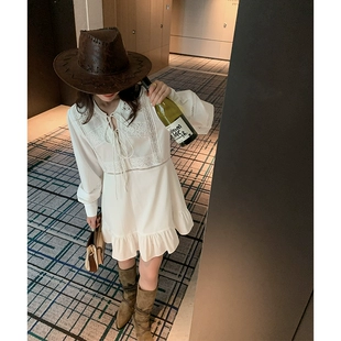 气质温柔显瘦短款 benxe 甜美减龄镂空蕾丝娃娃连衣裙女夏季 裙子