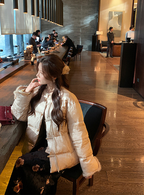 25清~水貂毛新中式 国风重工刺绣短款羽绒服女（送备扣） 不退换