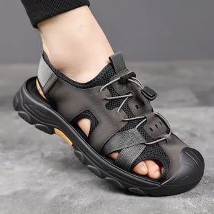 包头凉皮鞋夏季2025新款沙滩鞋户外防滑溯溪水鞋透气鞋软底洞洞鞋