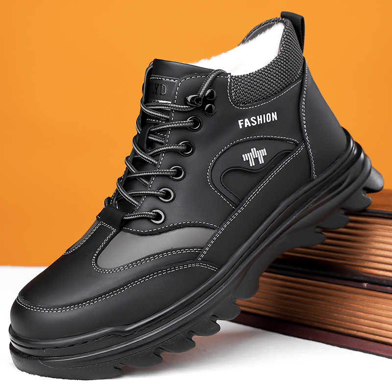 头层牛皮高帮男鞋2025新款冬季加绒保暖棉鞋男士户外马丁靴雪地靴