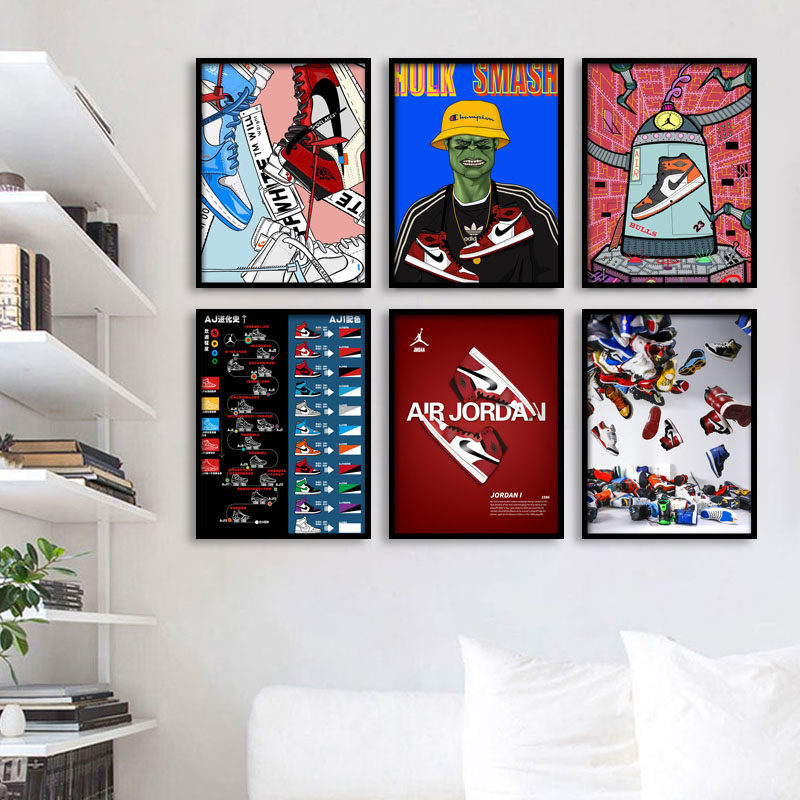 aj球鞋挂画结构分解海报装饰画卧室篮球迷周边潮牌工作室墙面壁画