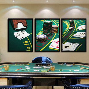 棋牌室挂画娱乐会所筹码画赌场俱乐部装饰画桌游吧德州扑克牌壁画