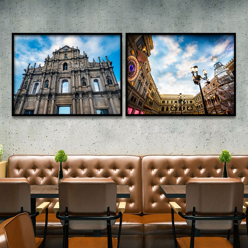 澳门建筑餐厅夜景装饰画