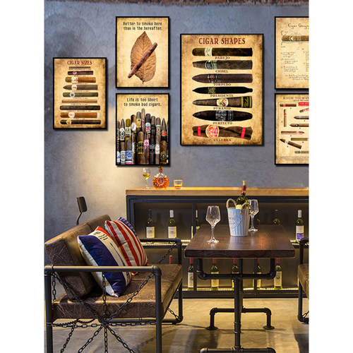 酒吧洋酒威士忌挂画工业风酒庄KTV会所墙面装饰画酒馆雪茄吧壁画