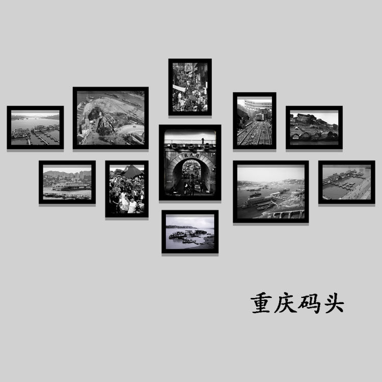 重庆码头老重庆照片餐厅装饰画照片墙画饭店餐馆茶馆面馆壁画挂画