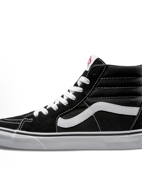 VANS Vans Sk8-Hi经典复古高帮板鞋男女同款黑色/白色青岛仓