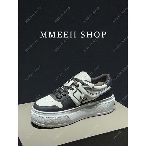 MMEEII/少女心炸裂！！2024新款F家match 黑白熊猫拼色增高板鞋女