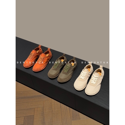 DENTUATUA 林间光影的细腻色变！25FW拼色系带平底休闲玛德训鞋女