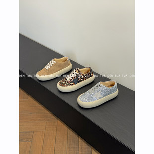 24s新品 可可爱爱 豹纹厚底胖头鞋 女 DENTUATUA 休闲板鞋 肥嘟嘟