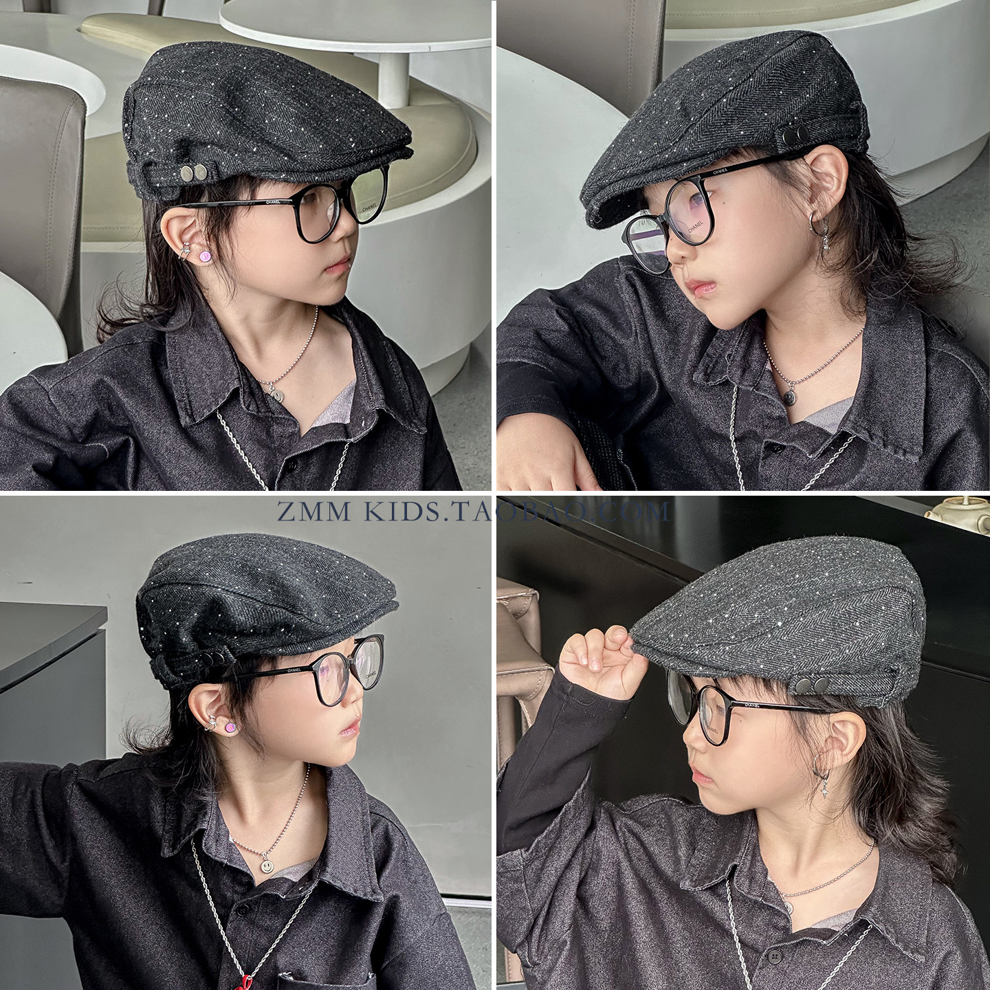 儿童前进帽子贝雷2025新款秋季冬季痞帅气炸街小男孩宝潮英伦街舞