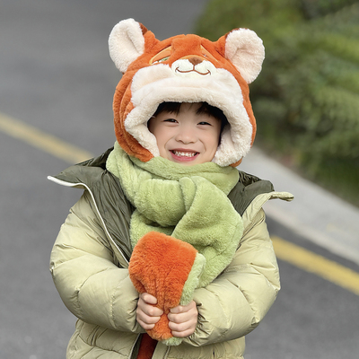 狐狸尼克帽子围巾一体围脖手套三件套 疯狂动物城2冬男耳朵会动的