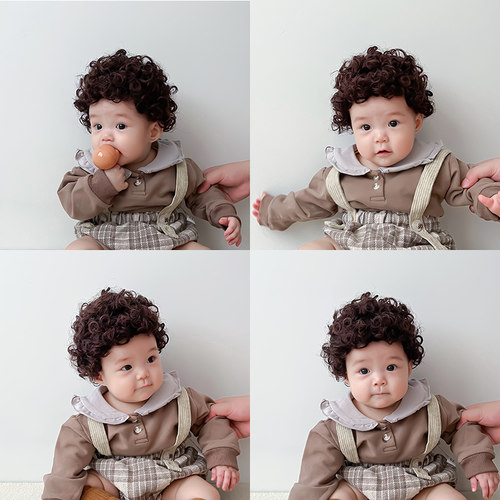 婴儿假发帽子婴幼儿可爱