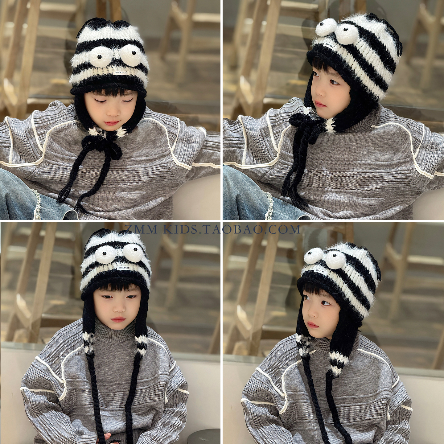 儿童毛线帽子护耳2025年新款冬季大男孩宝痞帅气炸街针织小超好看