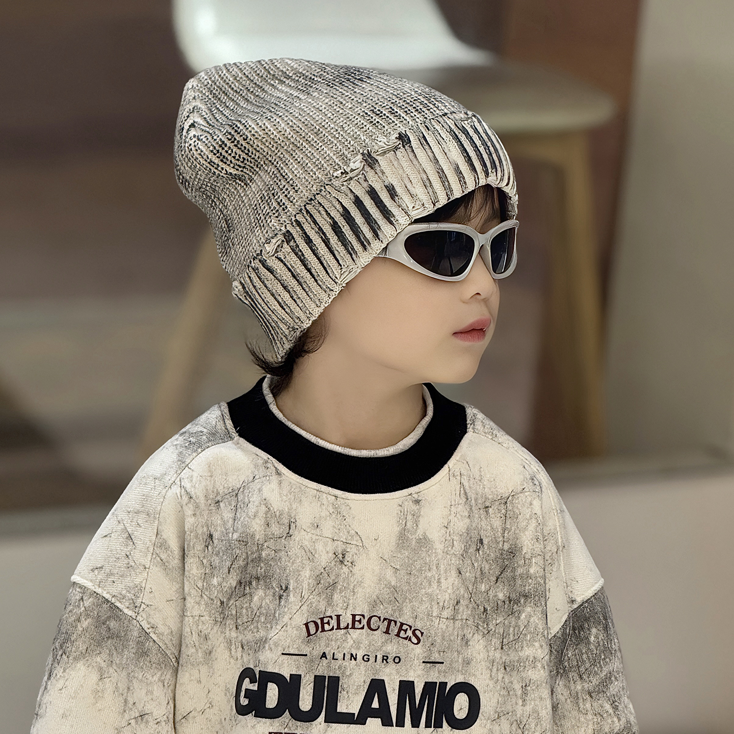 儿童毛线冷帽子针织中大男孩2025新款痞帅气炸街潮酷街舞配饰冬天