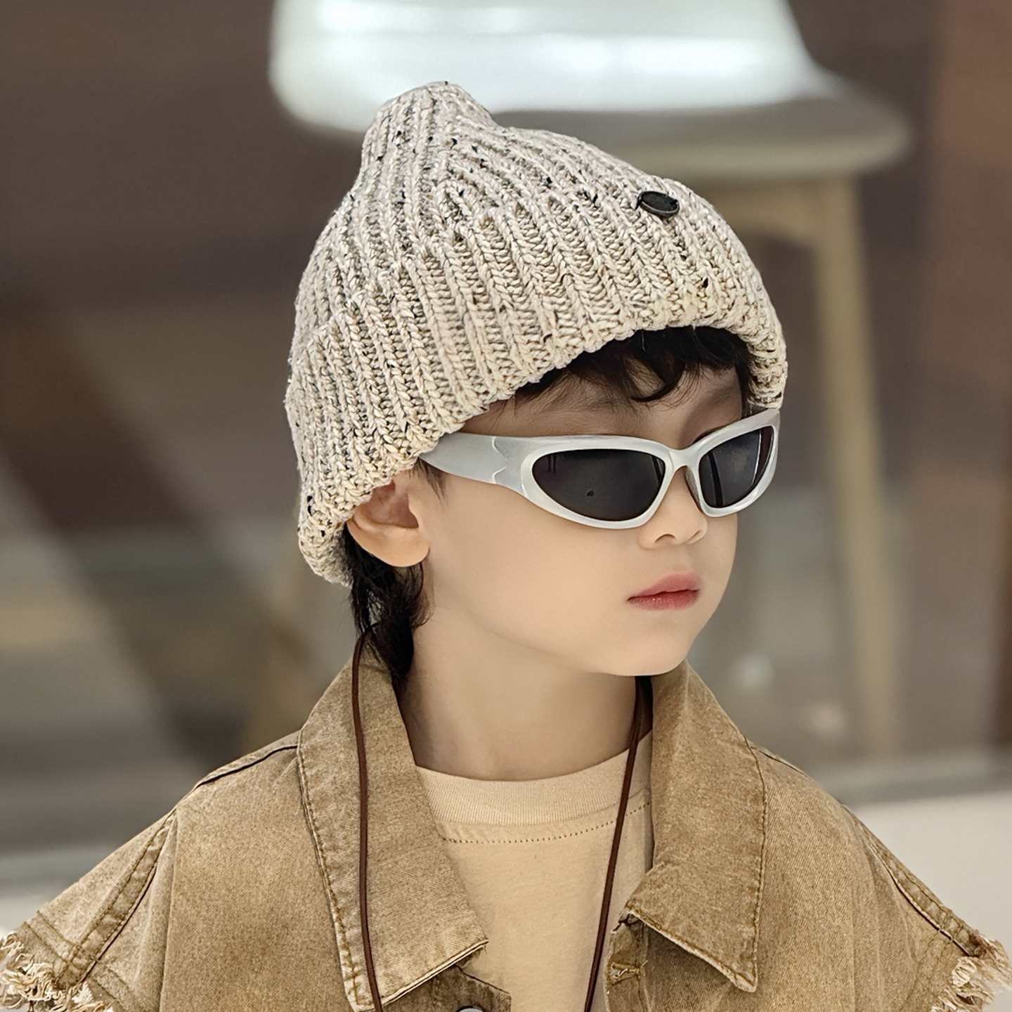 儿童毛线冷帽子针织中大男孩宝痞帅气2025新款秋冬季潮酷护耳洋气