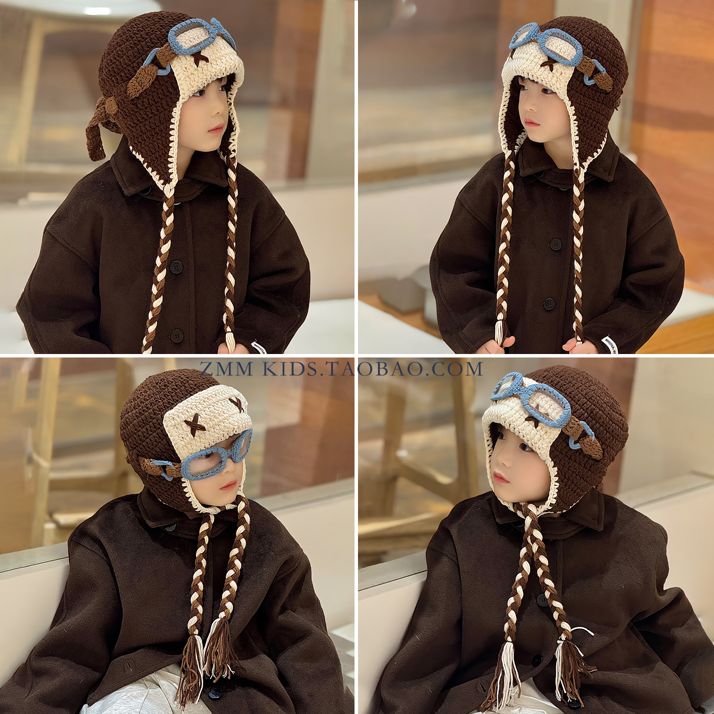 儿童毛线帽子护耳针织2025新款秋冬季大男孩宝小痞帅气冬天飞行员