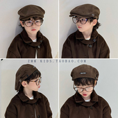 儿童贝雷帽子前进冬季 大男孩宝小痞帅气炸街街舞报童英伦潮流韩版