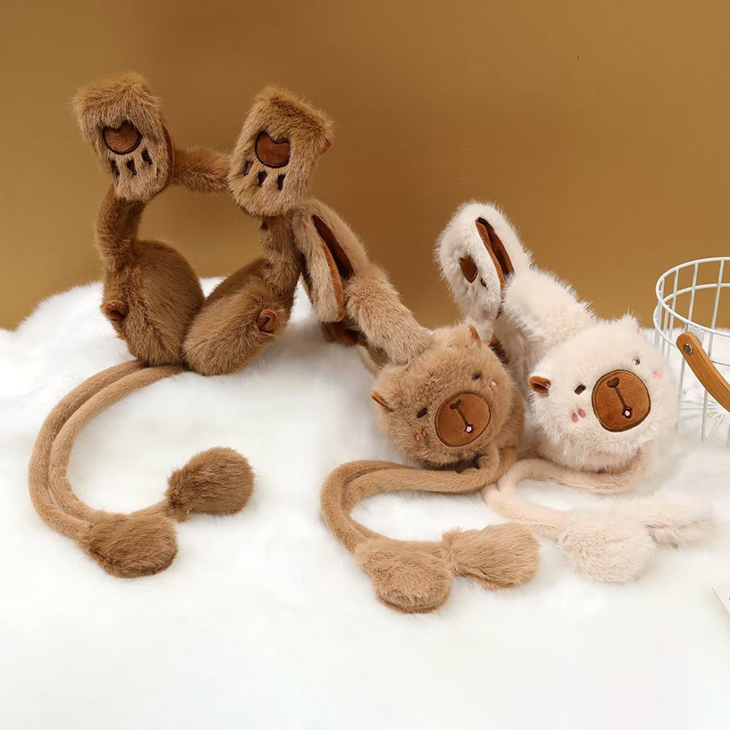 卡皮巴拉耳罩儿童冬季耳包护耳保暖男孩女耳套耳朵会动的冬天小孩