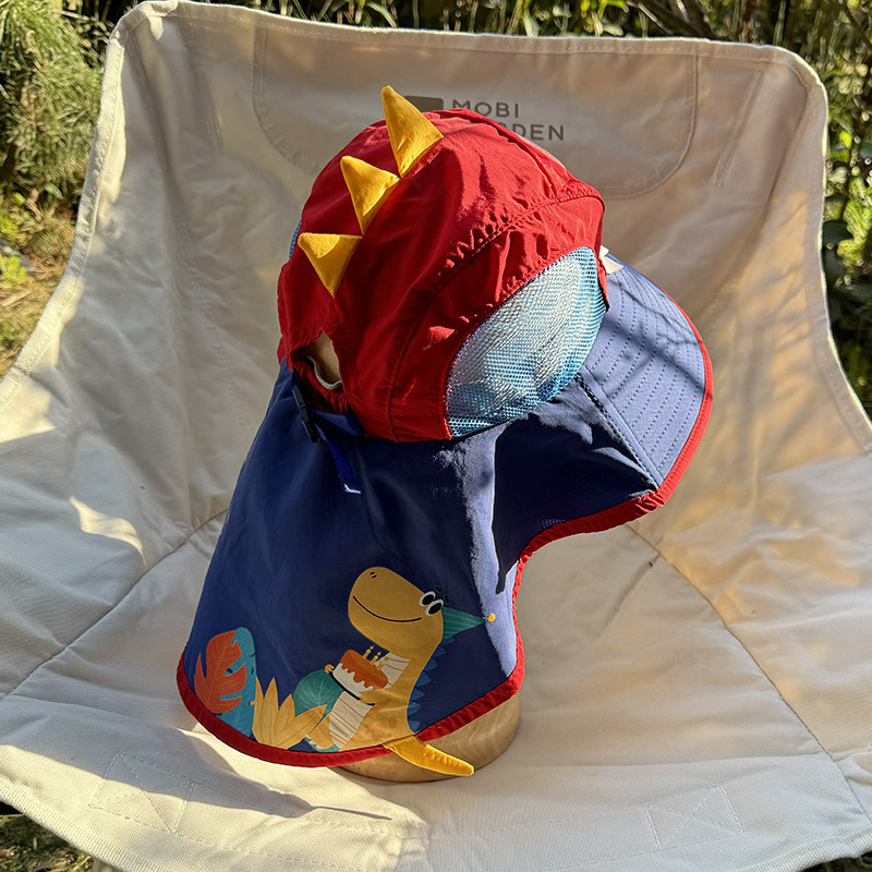 儿童渔夫帽子夏季小男孩大帽檐防晒遮阳太阳披肩沙滩海边薄款旅游