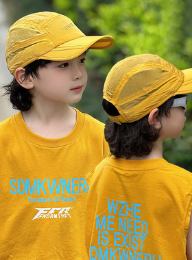 儿童棒球帽子黄色鸭舌防晒遮阳夏季薄男孩宝速干小学生专用春季款