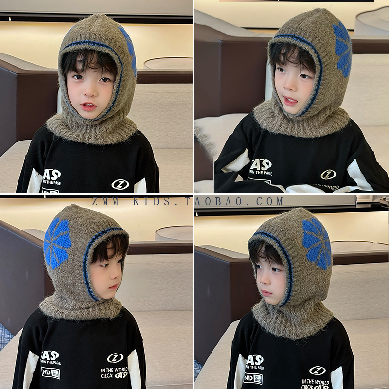 巴拉克拉法帽子围巾一体儿童秋冬季毛线女围脖2025新款大男孩冬天