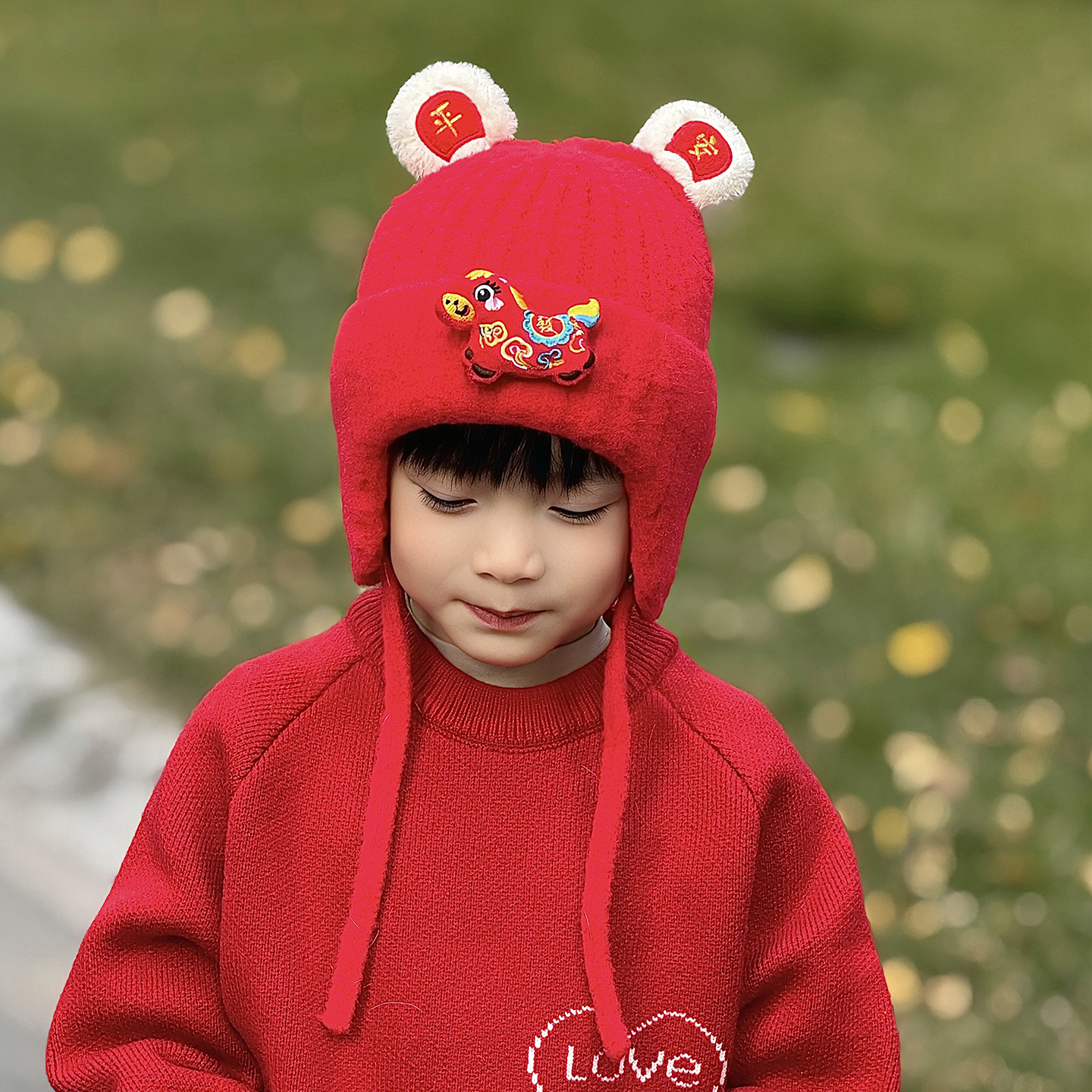 红色儿童帽子新年过年拜年喜庆马本命年礼物20262025新款小男孩宝